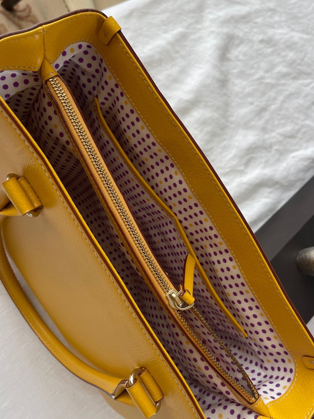 kate spade Yellow Leather Satchel with Gold Hardware - Picture 4 of 6